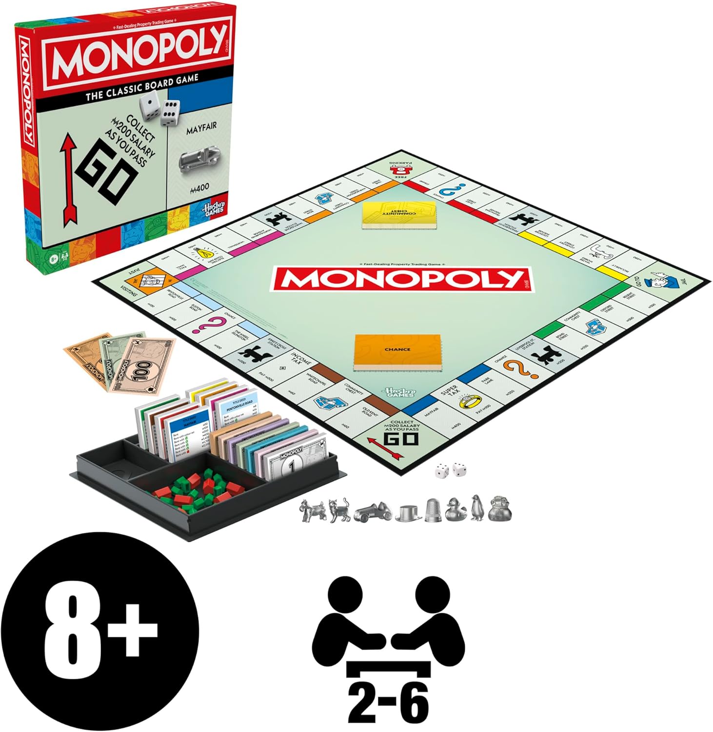 Detalle 2 de Monopoly board game with storage tray and larger tokens (English Version)