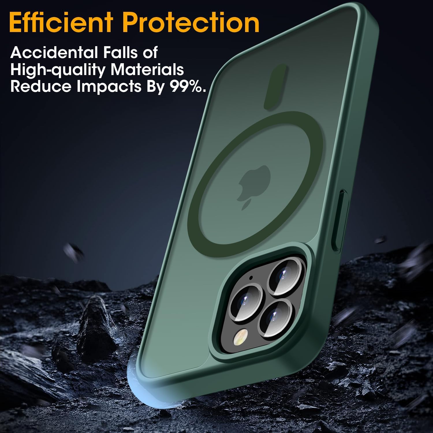 Detalle de ORDA Magnetic Case for iPhone 11 Pro Max (6.5", Translucent Matte Back, Dark Green) – Slim, Drop-Proof with MagSafe