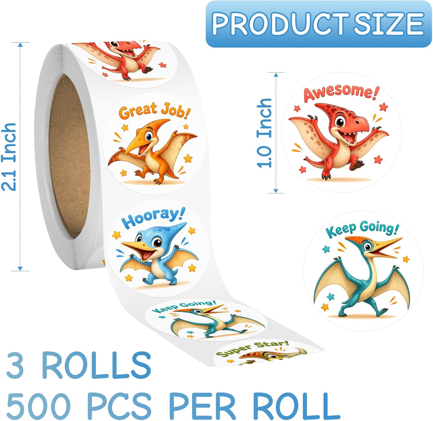 Detalle 2 de Dinosaur Stickers for Kids, 1-Inch