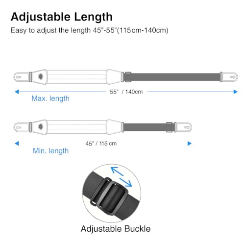 Thumbnail 5 de LEKATO Comfortable Guitar Strap with Memory Foam - 3" Wide, 45"–55" Adjustable