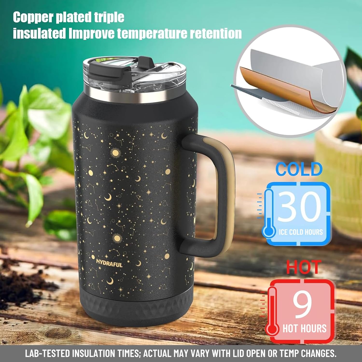 Detalle 2 de Hydraful 64 oz Tumbler with Handle and Straw – 100% Leak-Proof, Insulated Stainless Steel Travel Mug