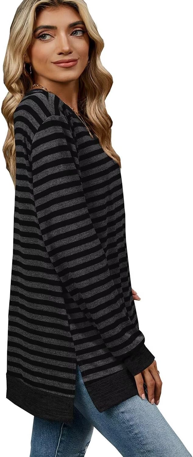 Detalle 1 de WELINCO Women's Long-Sleeve Colour-Block Tunic Top with Side Splits