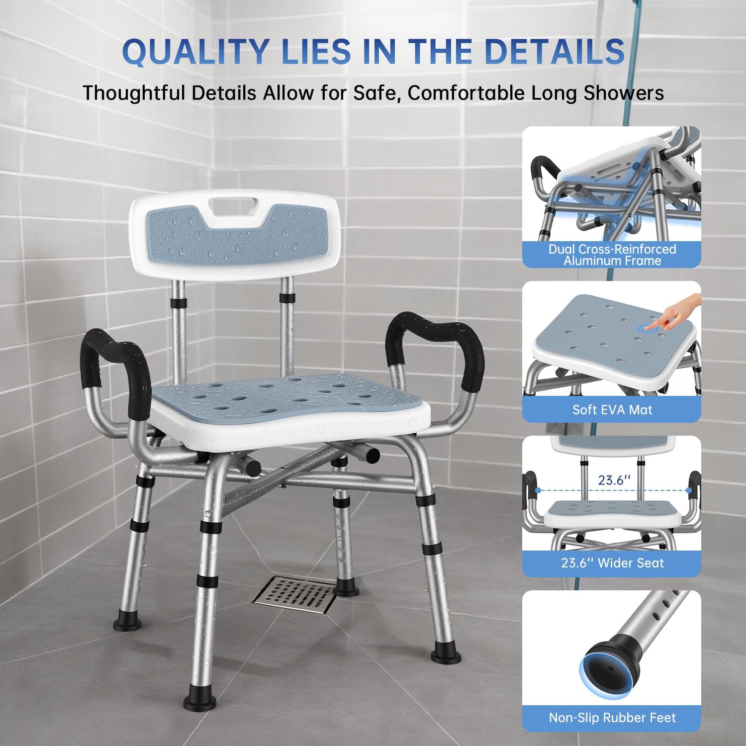 Detalle 2 de BRITULIF Shower Chair, 550 lb Tested Capacity