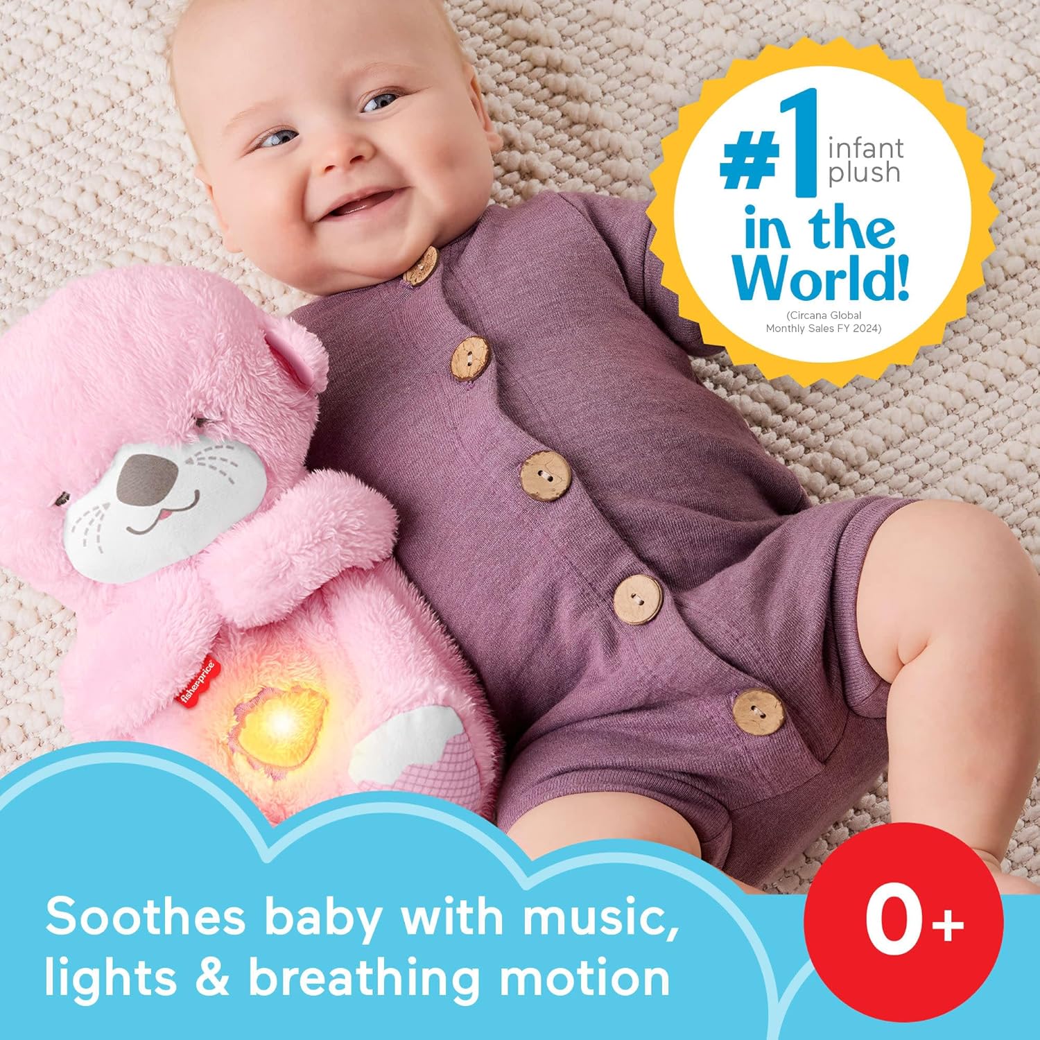 Thumbnail 1 de Fisher-Price Soothe ‘n Snuggle Otter Plush Sound Machine (Pink) for Newborns 0+ Months
