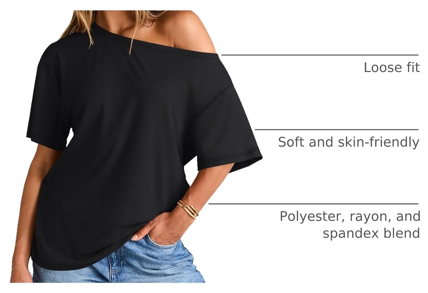Detalle 2 de Trendy Queen Off-the-Shoulder Top, Polyester Blend