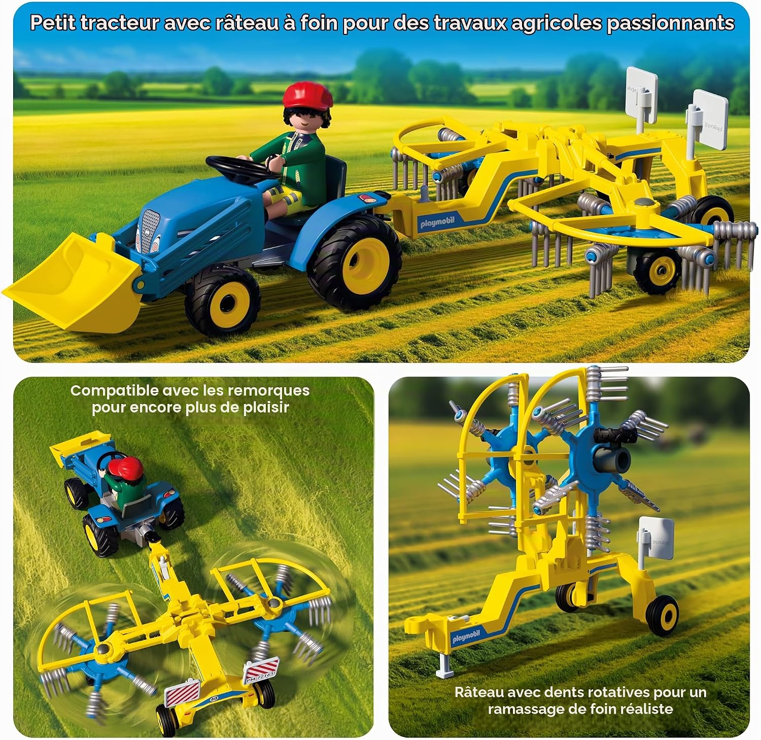 Detalle 2 de Playmobil Country 72163 tractor met hooischudder, voorlader en koe