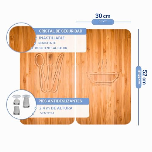 Detalle 2 de WENKO Placas protectoras para cocina Mod Almuerzo (30 x 52 cm) – juego de 2, altura ajustable, multifuncionales