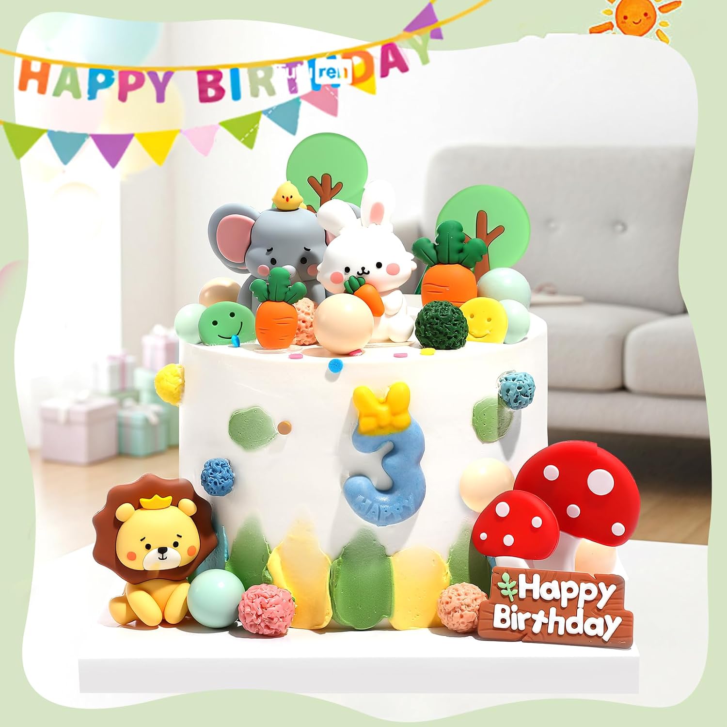 Detalle de 20 Stück Safari Tier Cake Topper – Dschungel-Dekorationen für Kindergeburtstag