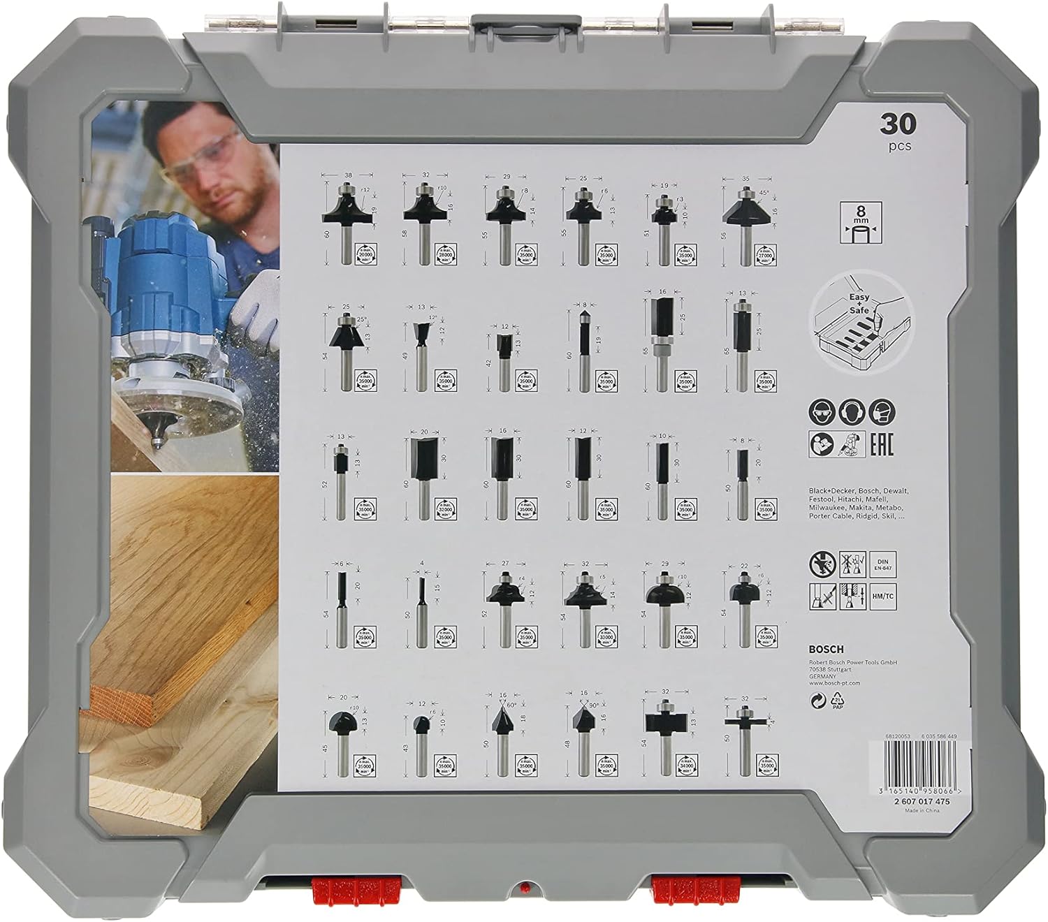 Thumbnail 2 de Bosch 30x PRO Fräser-Set gemischt (30-tlg.) für Weich- und Hartholz, Ø 4–32 mm