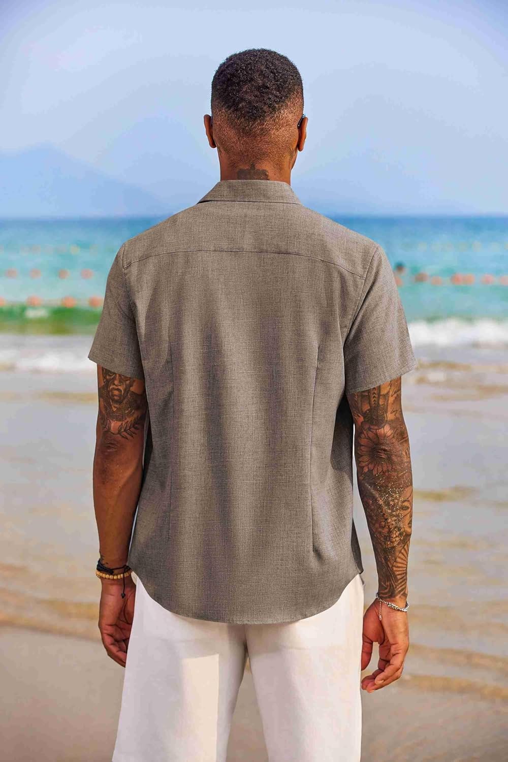 Thumbnail 5 de COOFANDY Men's Short Sleeve Button Down Shirt with Pocket – Lightweight Summer Beach Style