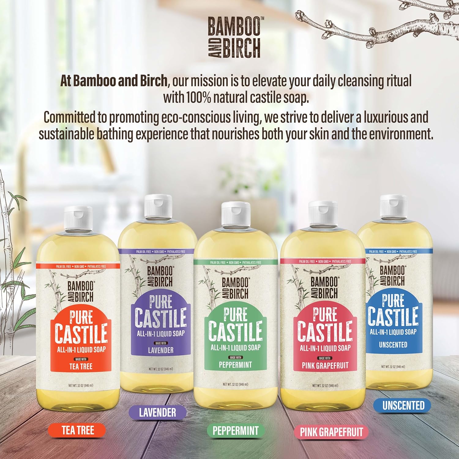 Thumbnail 5 de BAMBOO AND BIRCH BAB-LVND-32 Castile Soap, Lavender, 32 oz