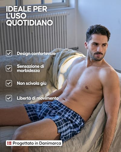 Detalle de DANISH ENDURANCE Boxer Uomo Americani, Blu/Grigio Misto, 4 o 6 Pairs, XL