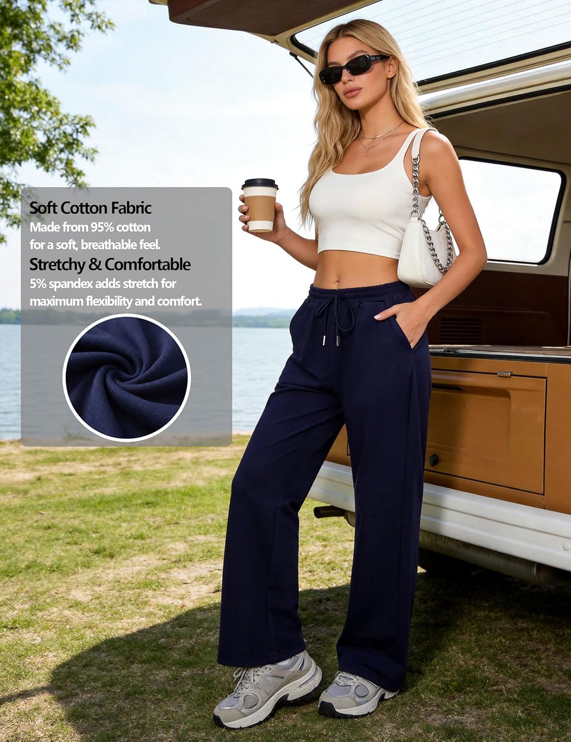 Thumbnail 6 de Pantalon de jogging femme Litherday en coton (coupe large) à taille élastique
