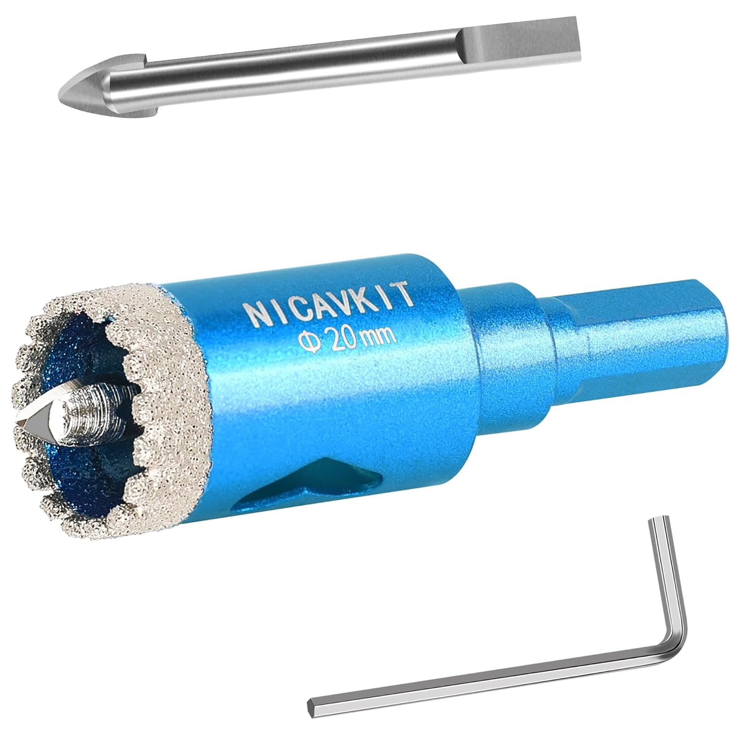 NICAVKIT 30 mm Diamant-Lochsäge mit 2 Zentrierbohrern für Fliesen & Keramik