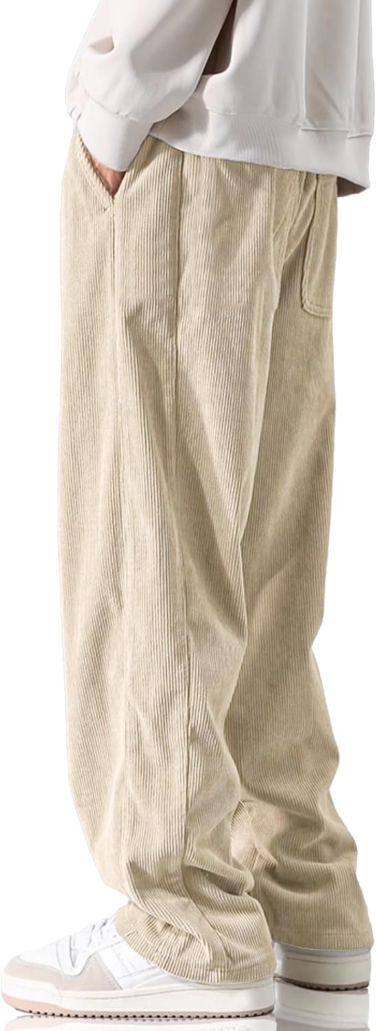 Detalle de HOTake Men's Corduroy Baggy Sweatpants elastic waist