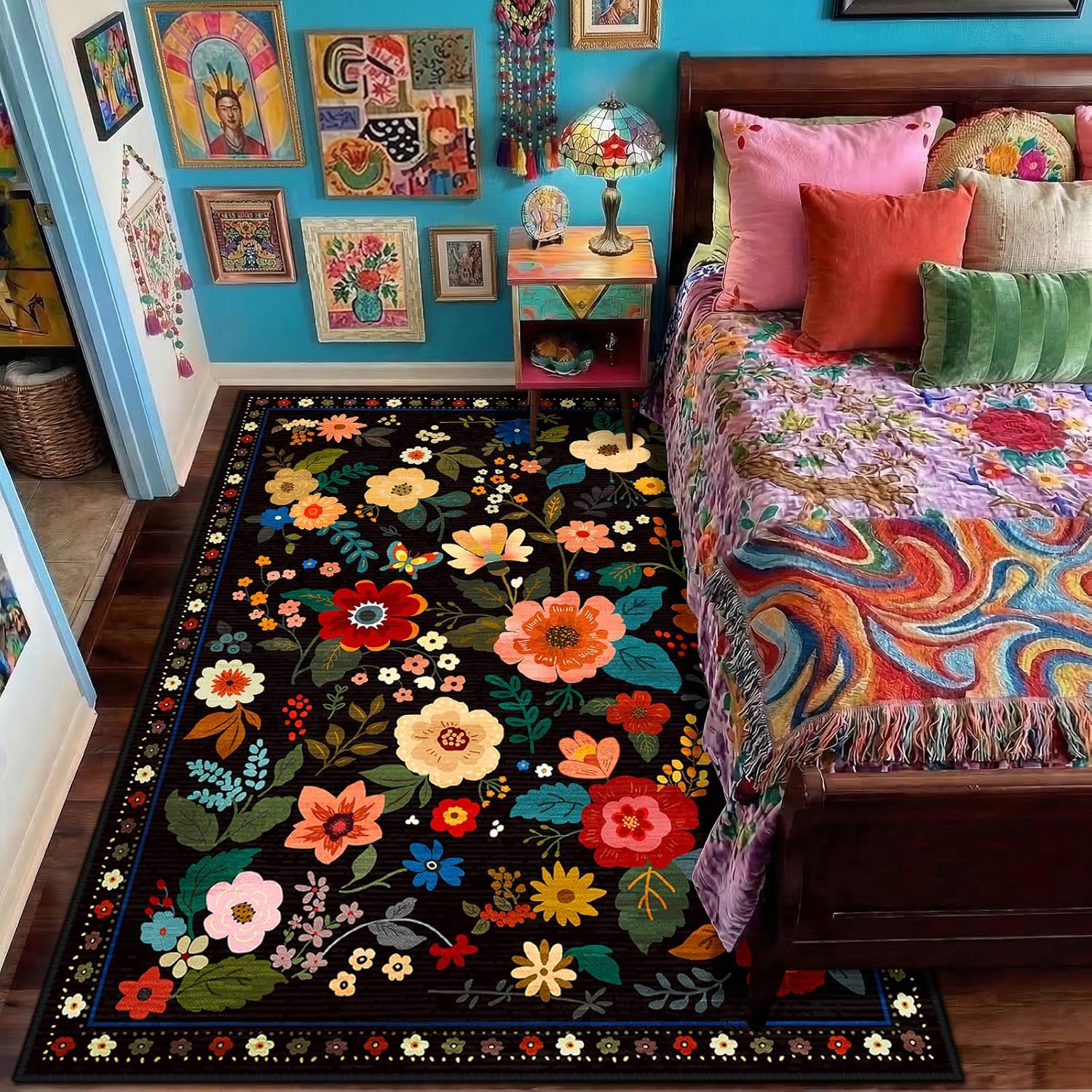 Thumbnail 6 de RELEANY Floral Nursery 5x7 Washable Area Rug