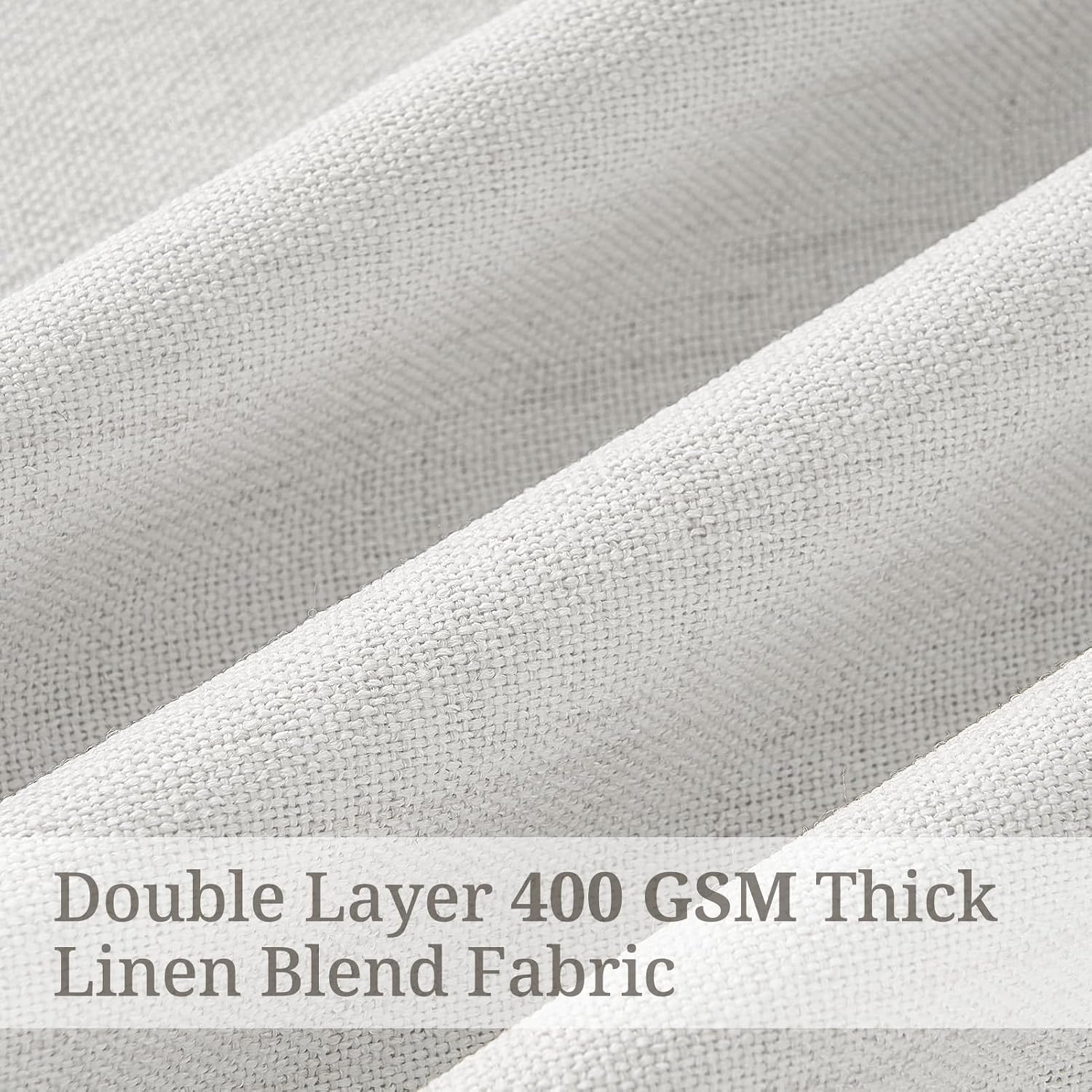 Detalle de LuxuNap 96-Inch Blackout Curtains, 50-Inch Linen-Blend Pinch Pleat Panels