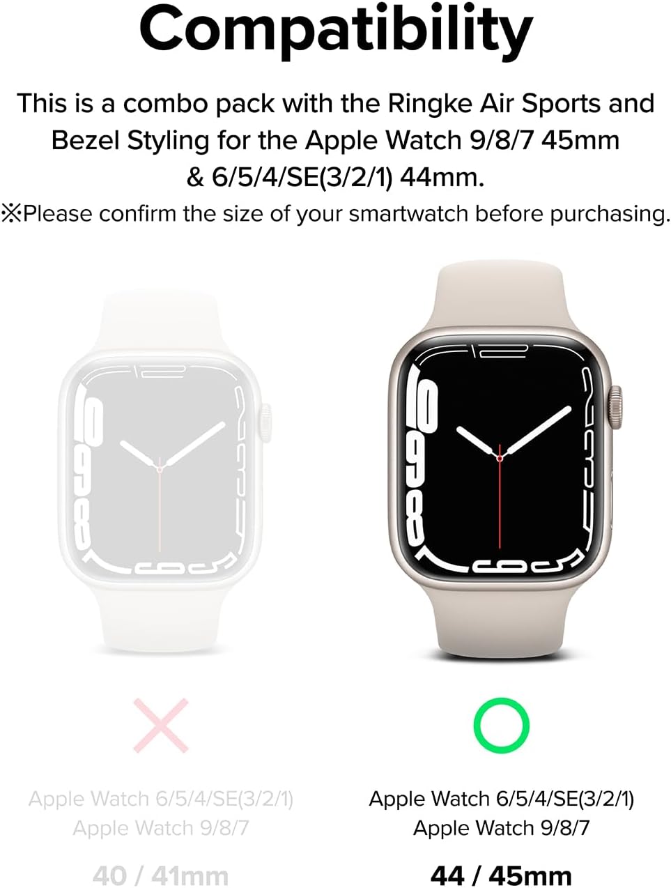 Detalle 2 de Ringke Fusion Bumper for Apple Watch Series 9/8/7, 44/45mm - Double-Layer Rugged Protective Frame (Black)