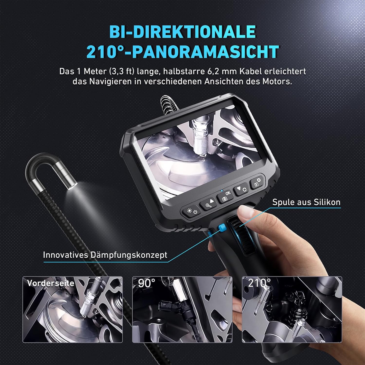 Thumbnail 1 de Ralcam Endoskopkamera mit Licht (6,2 mm) und 210°-Blickwinkel, 4,3" 720p, IP67