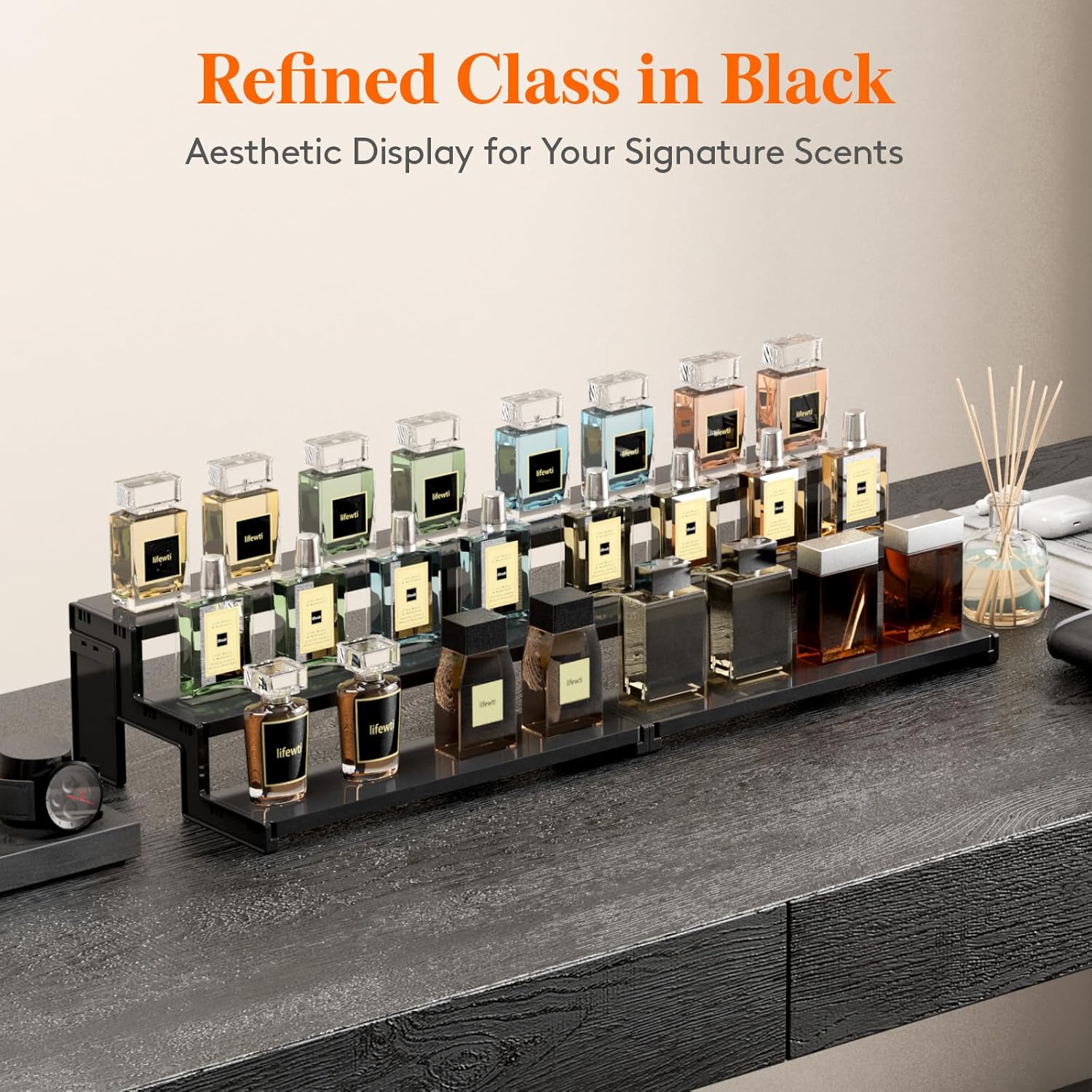 Thumbnail 5 de Lifewit présentoir acrylique noir à encastrer, 3 niveaux – rangement et mise en valeur de parfums, figurines et cosmétiques