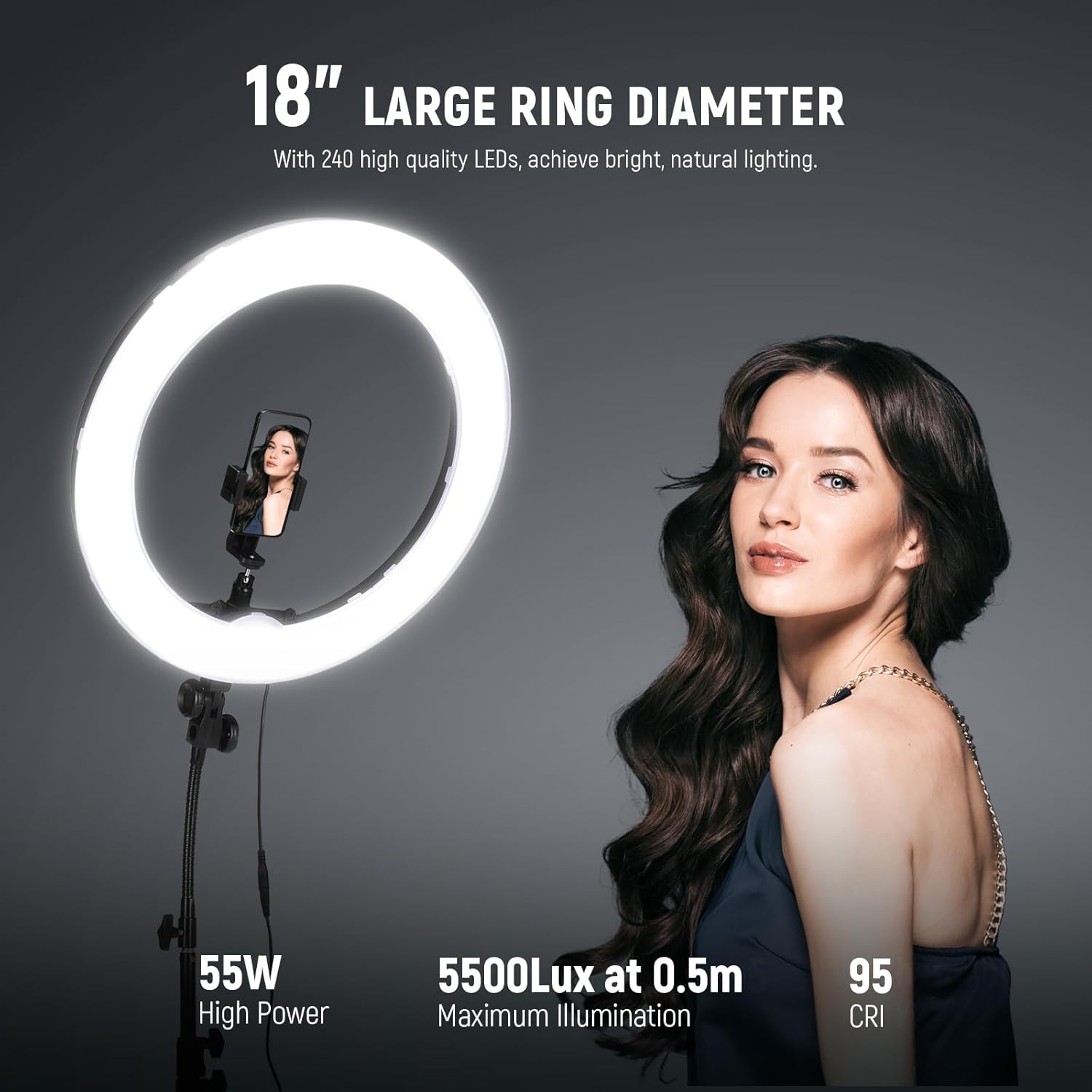 Detalle 2 de NEEWER Ring Light Kit 45cm 55W