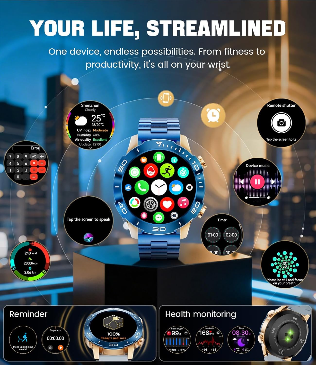 Thumbnail 6 de LIGE Montre Connectée Homme 1.43" AMOLED