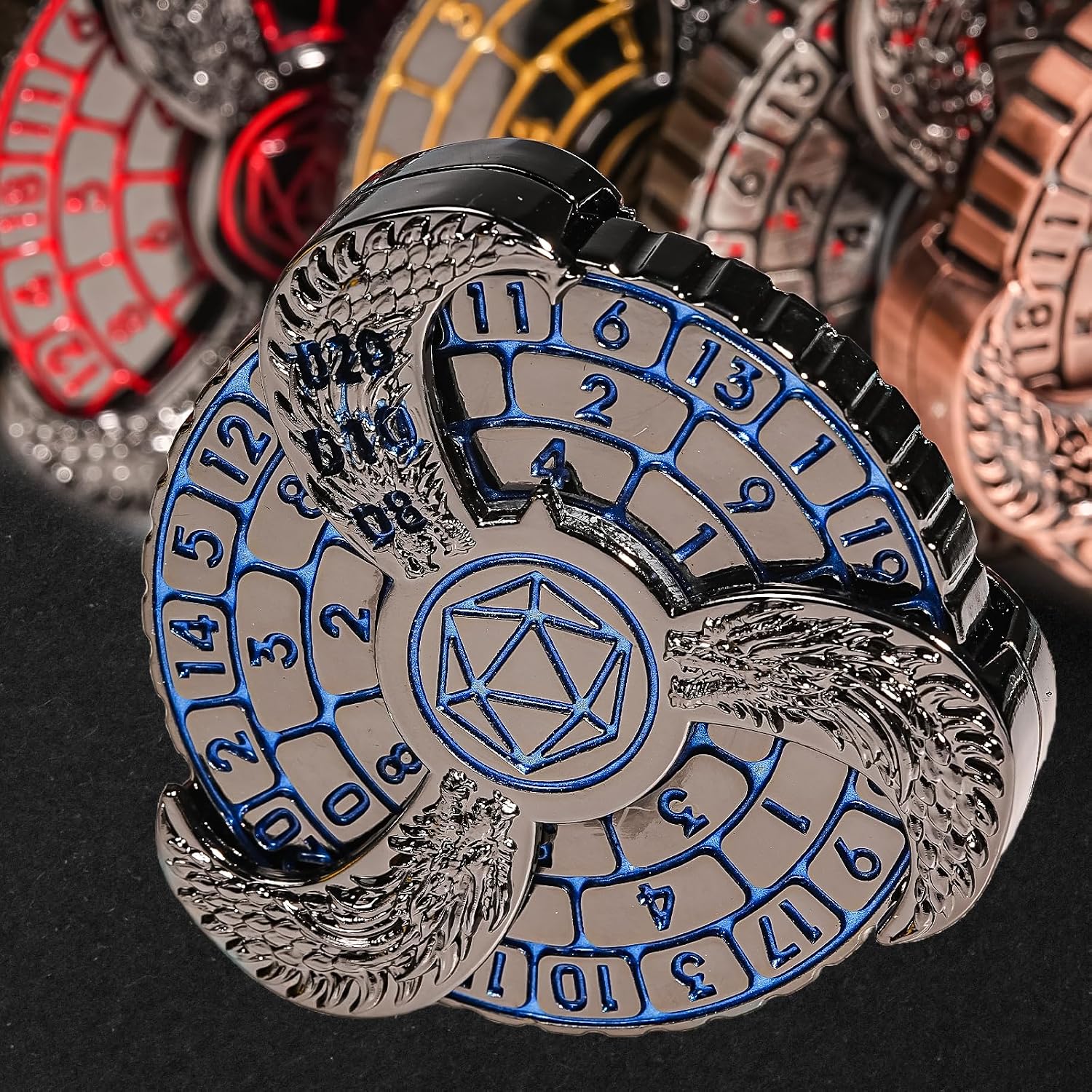 Detalle de 7-in-1 DND Dice Spinner Roulette 7-sided metal dice 🎲