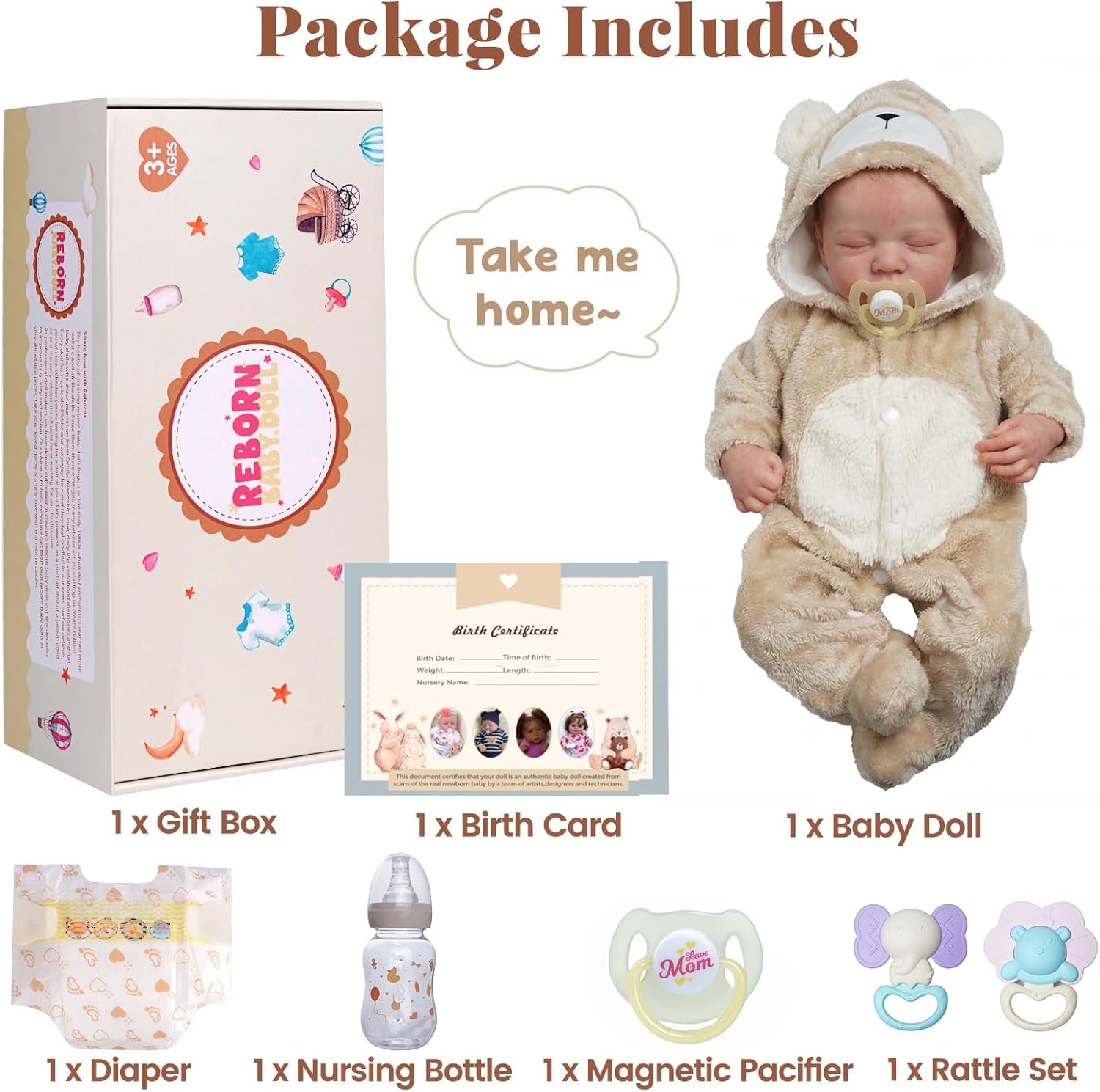 Thumbnail 6 de BABESIDE Lifelike Reborn 17-Inch Doll