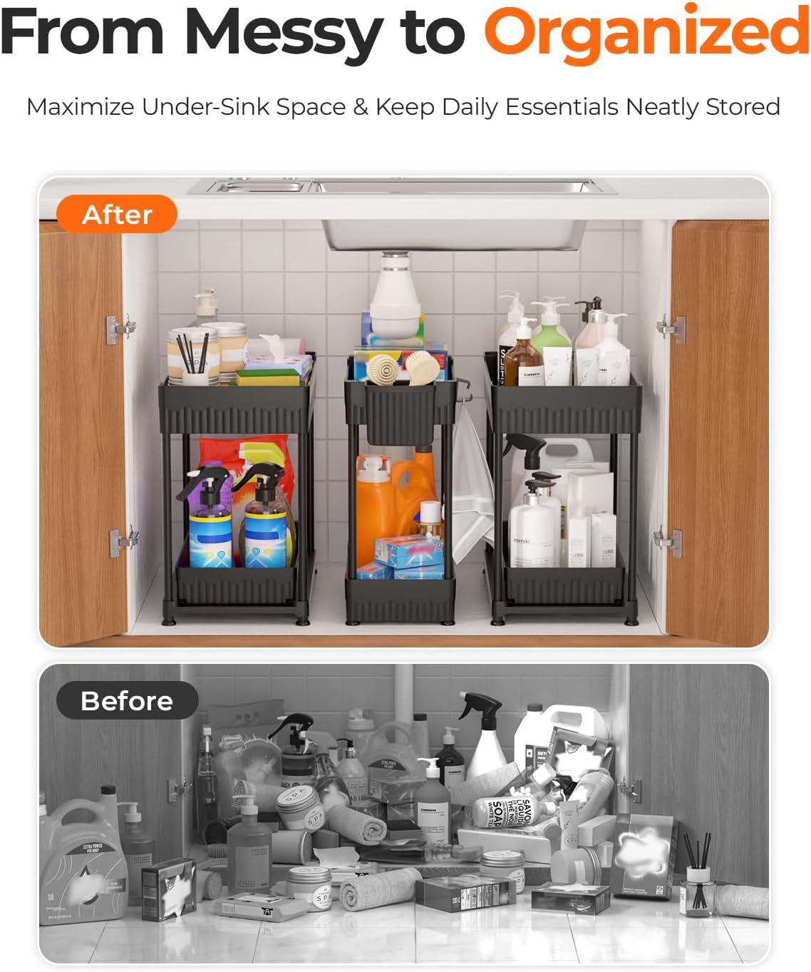 Thumbnail 1 de Sevenblue 3-Pack Under Sink Organizers, 12.8 Inch