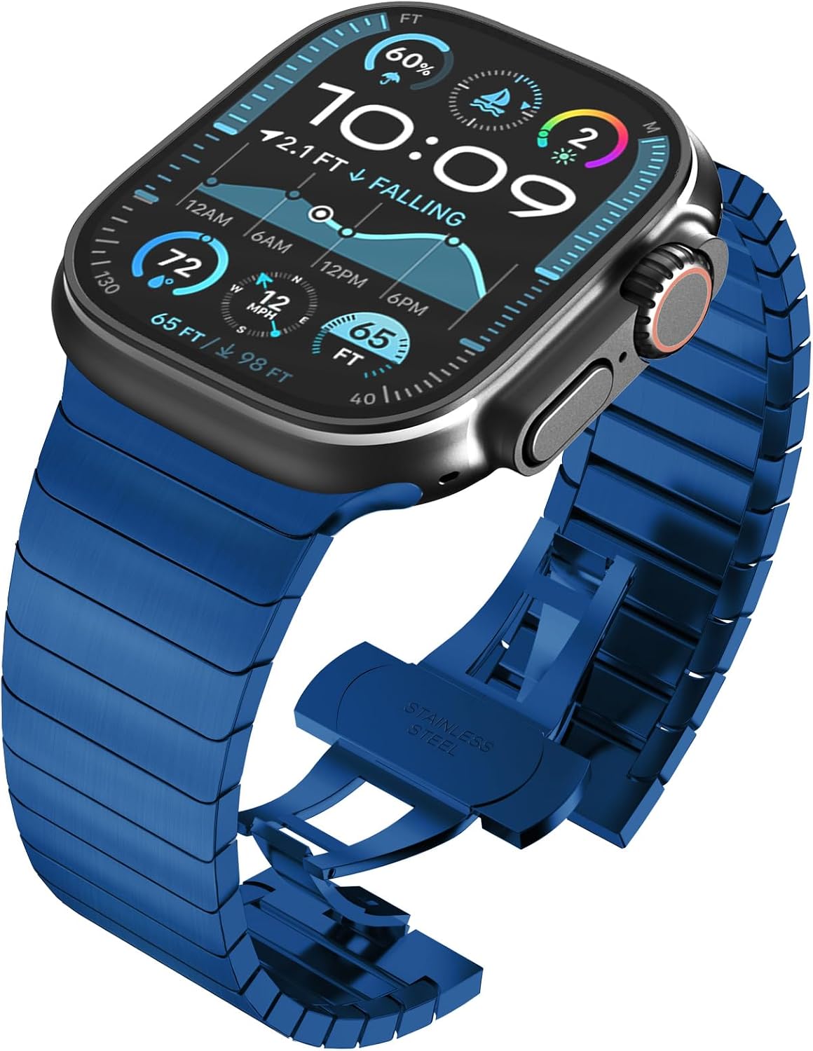 Detalle de Fullife Stainless Steel Watch Strap for Apple Watch (All Generations) – Blue