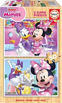 Detalle de Educa - Minnie | Divertido Set de 2 Puzzles de Madera 🧩