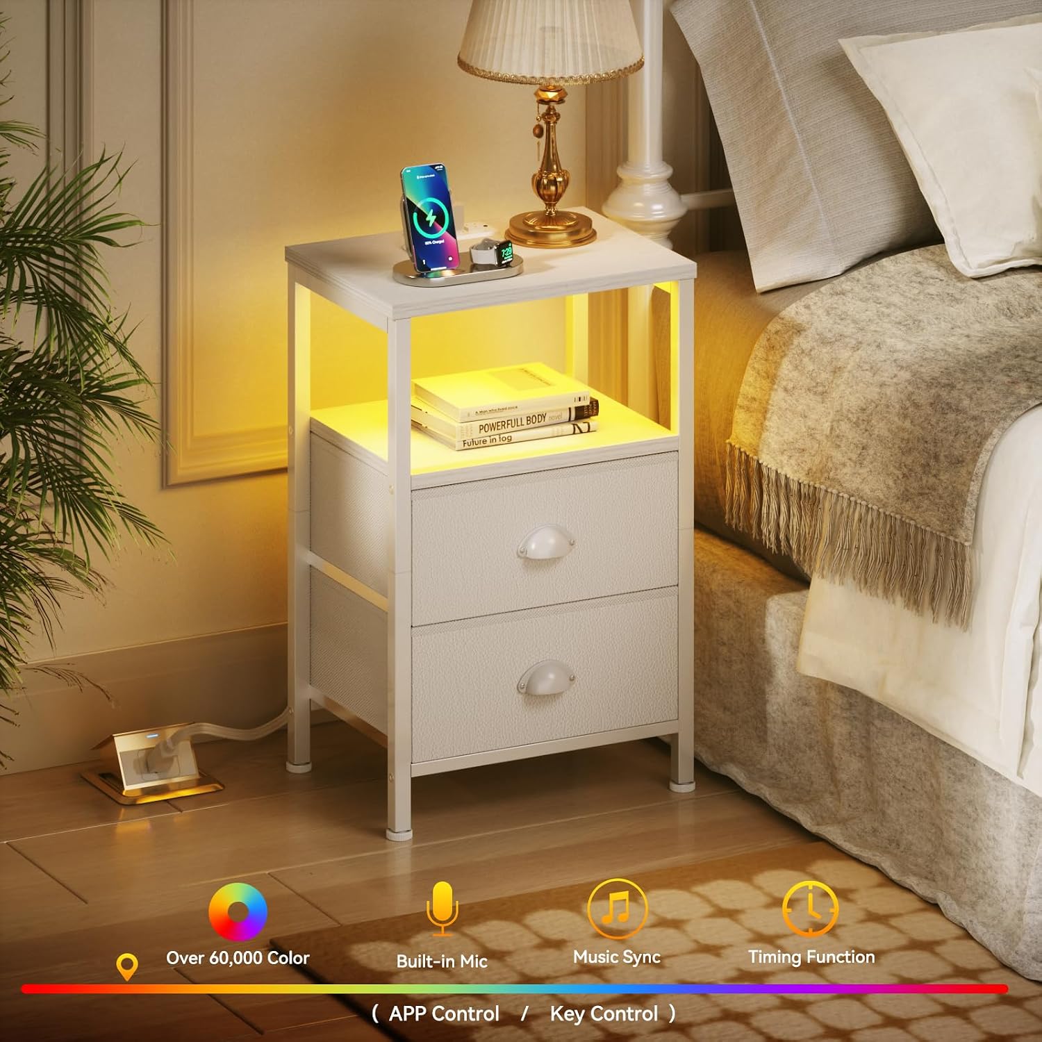 Detalle 2 de Furologee Nightstand Set, 22.25 Inches Tall
