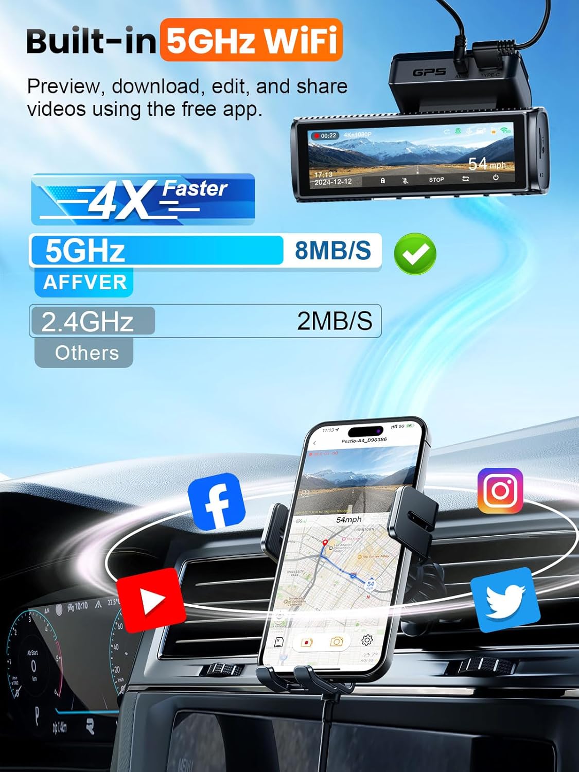 Thumbnail 3 de Affver 4K Dash Cam Front & Rear