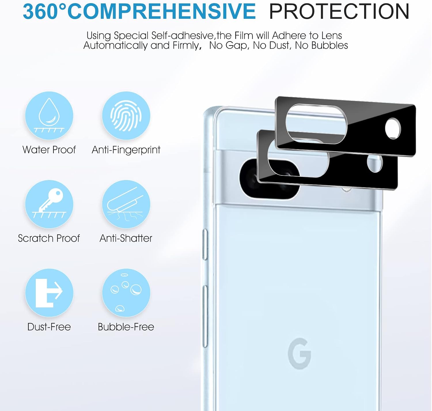 Detalle de SPARIN Schutzfolienset für Google Pixel 7a: Panzer Glas mit Kameraschutz, Installationsrahmen und 3+2 Stück