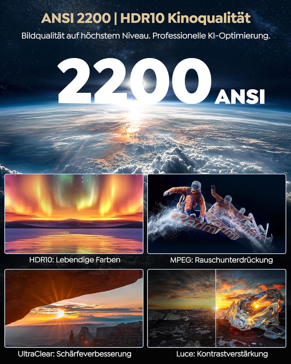 Thumbnail 2 de WiMiUS G2 4K Tageslicht-Beamer mit Google TV 14.0, 2.200 ANSI, MEMC & HDR10