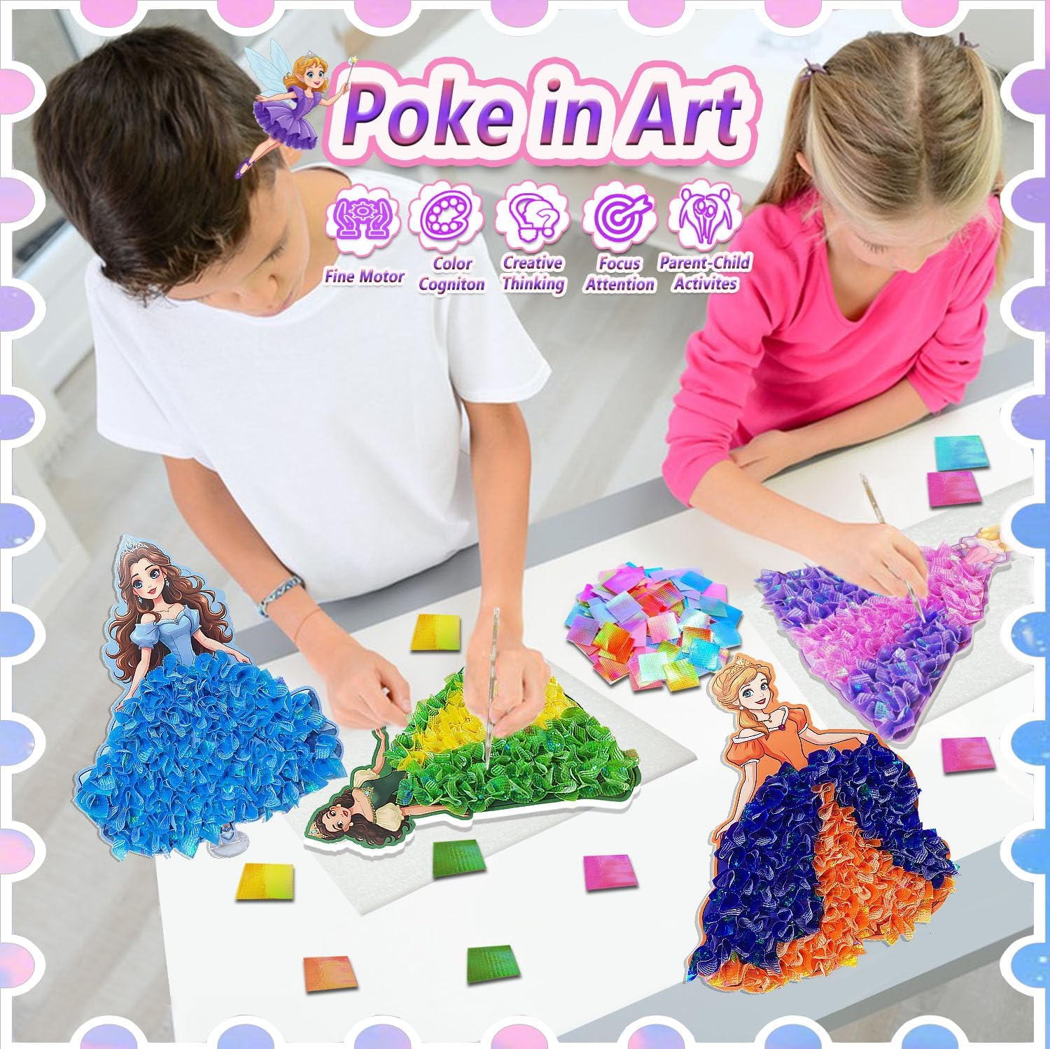 Detalle 2 de JRD&BS WINL DIY Prinzessin Stoff Kunst-Set (Poke-in) – kreatives Bastelset für Kinder ab 3 Jahren