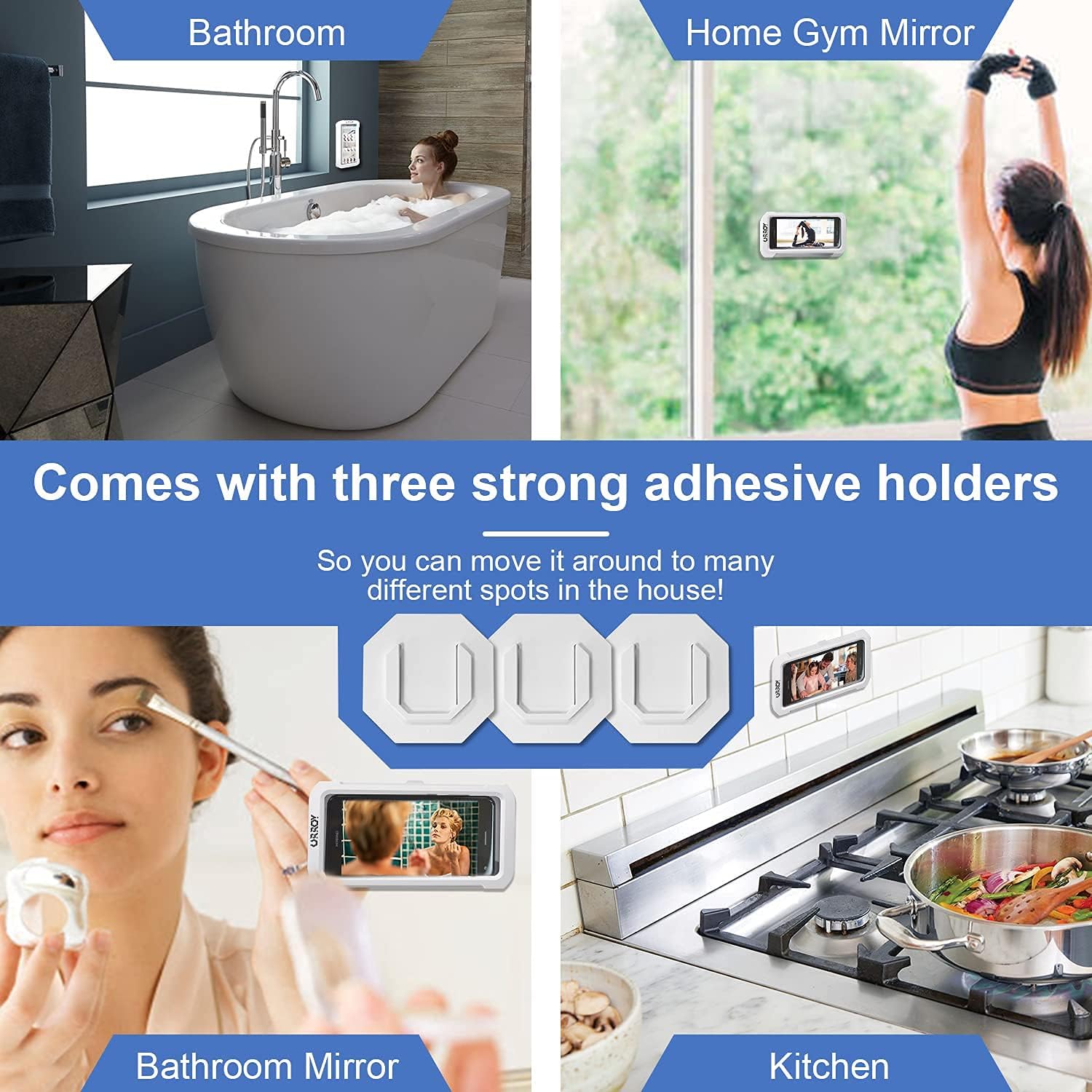 Detalle de URROY Waterproof Shower Phone Holder Case with 360° Rotation and Universal Mount