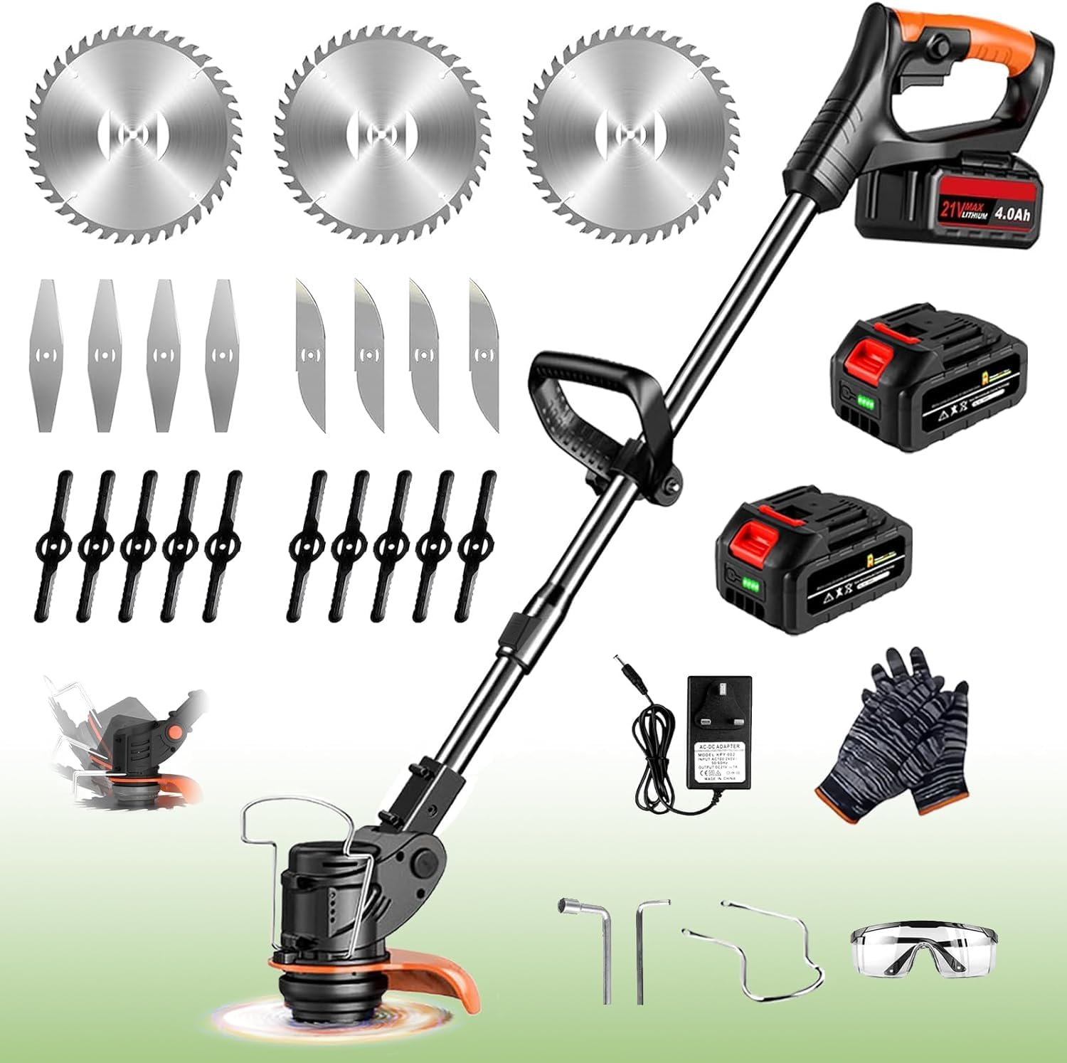 Detalle de 5 Pcs Grass Trimmer Blades for Cordless Lawn Mowers – Garden Mower Replacement Strimmer Blades (Tool-less install)