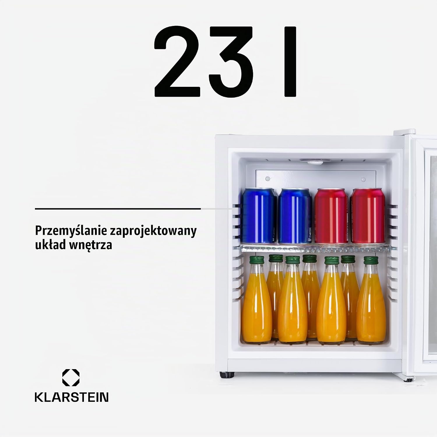 Detalle de Klarstein 10039904 – mini lodówka 23 l ze szklanymi drzwiami, 12–18°C