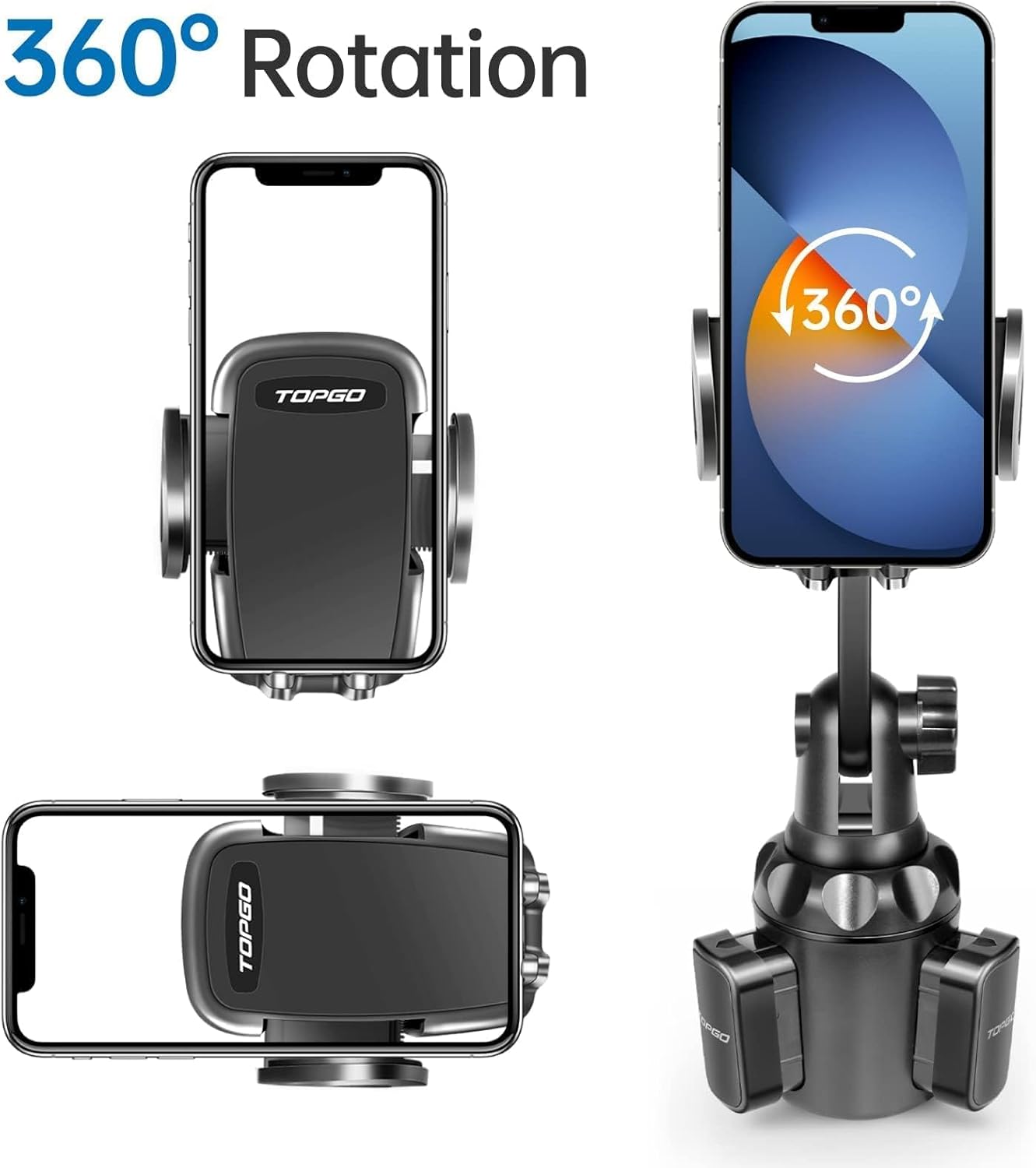 Detalle de TOPGO Cup Phone Holder for Car – No Shake, Stable, Extendable Pole