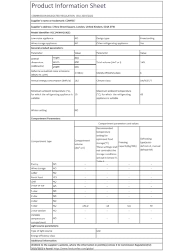 Thumbnail 9 de COMFEE' 143L Chest Freezer RCC146WH2UK(E): Convertible Fridge/Freezer with Quiet, Efficient Cooling