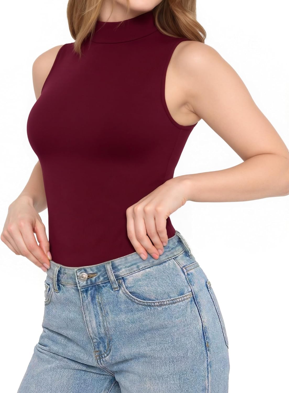 Detalle de ALGALAROUND Women’s Turtle Neck Sleeveless Bodysuit