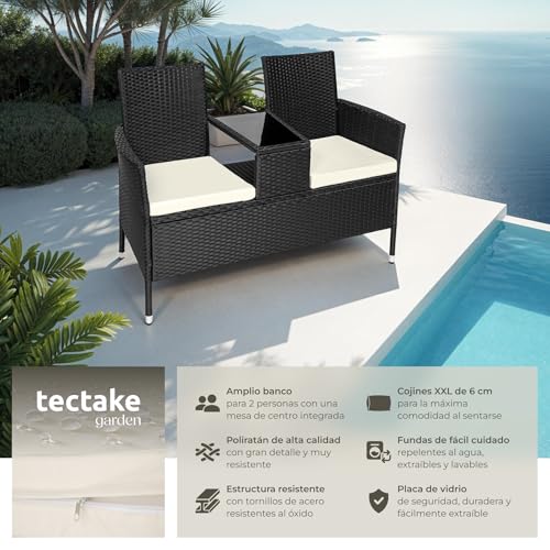 Thumbnail 1 de tectake® Banco de poliratán con cojines 🌿 Muebles de Exterior