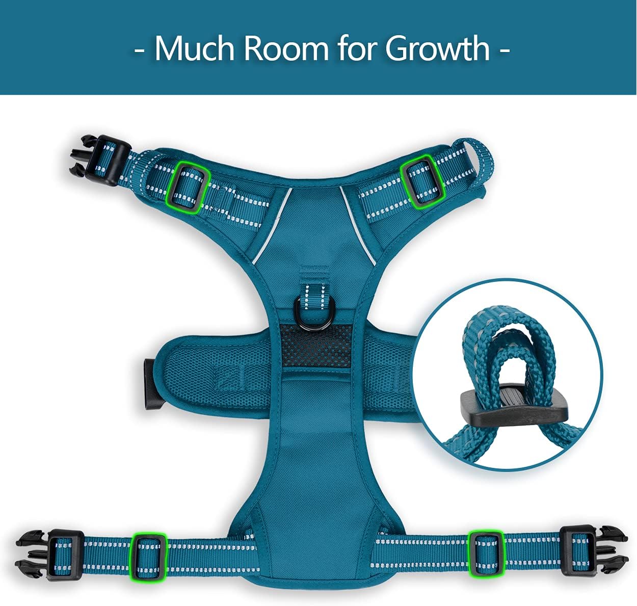 Detalle 2 de PoyPet No Pull Dog Harness with Reflective Vest + Easy Control Handle (Tumalo Teal Trim, M)