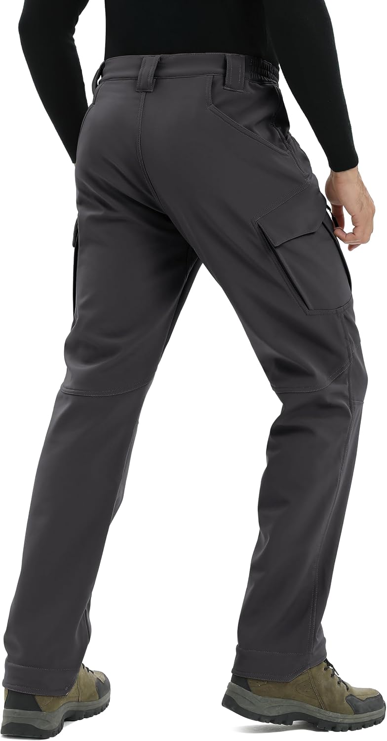 Detalle 2 de TACVASEN Men's Winter Softshell Pants, Fleece-Lined, Water-Resistant, 8 Pockets