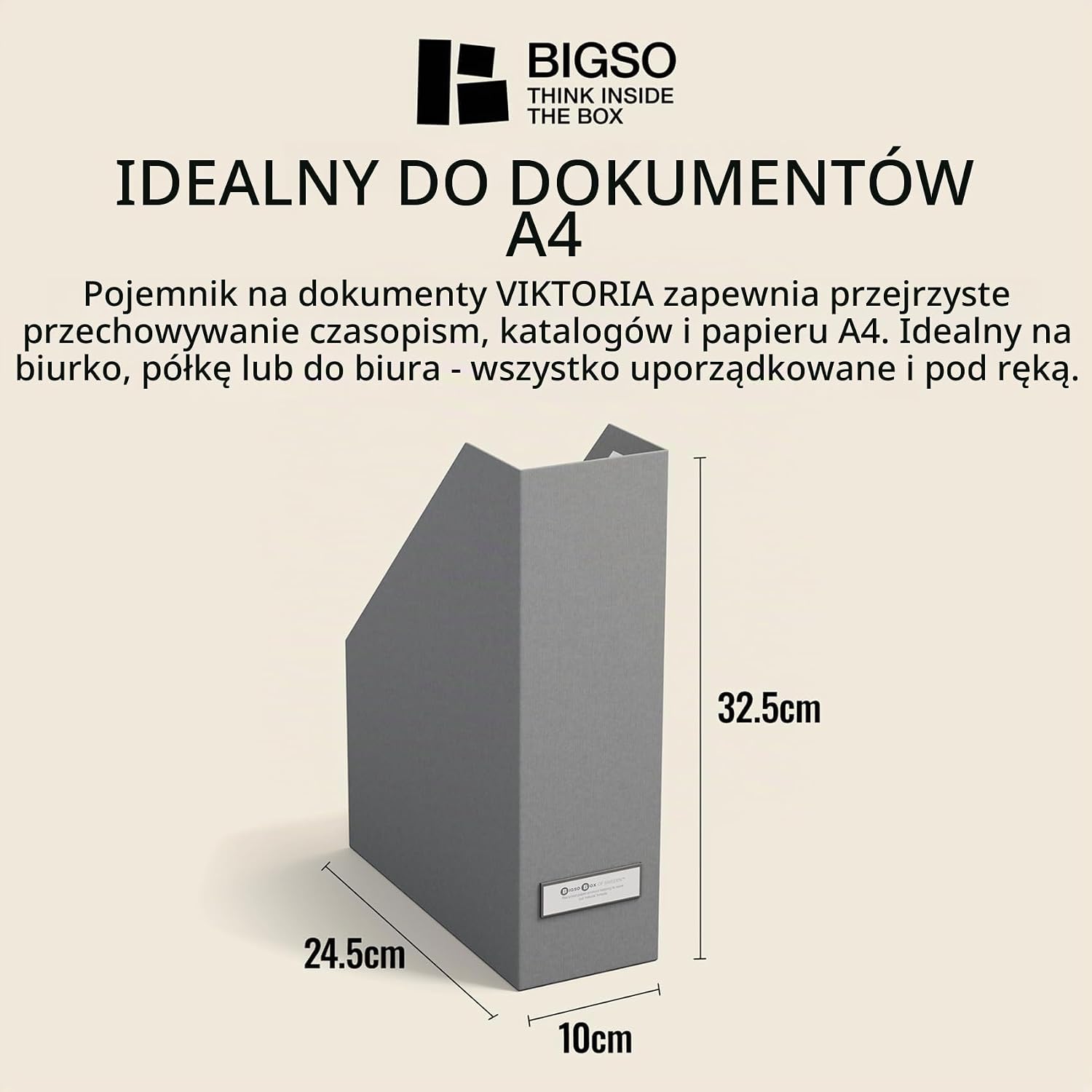 Detalle de Bigso Box of Sweden VIKTORIA stojący organizer na dokumenty z etykietą, szary