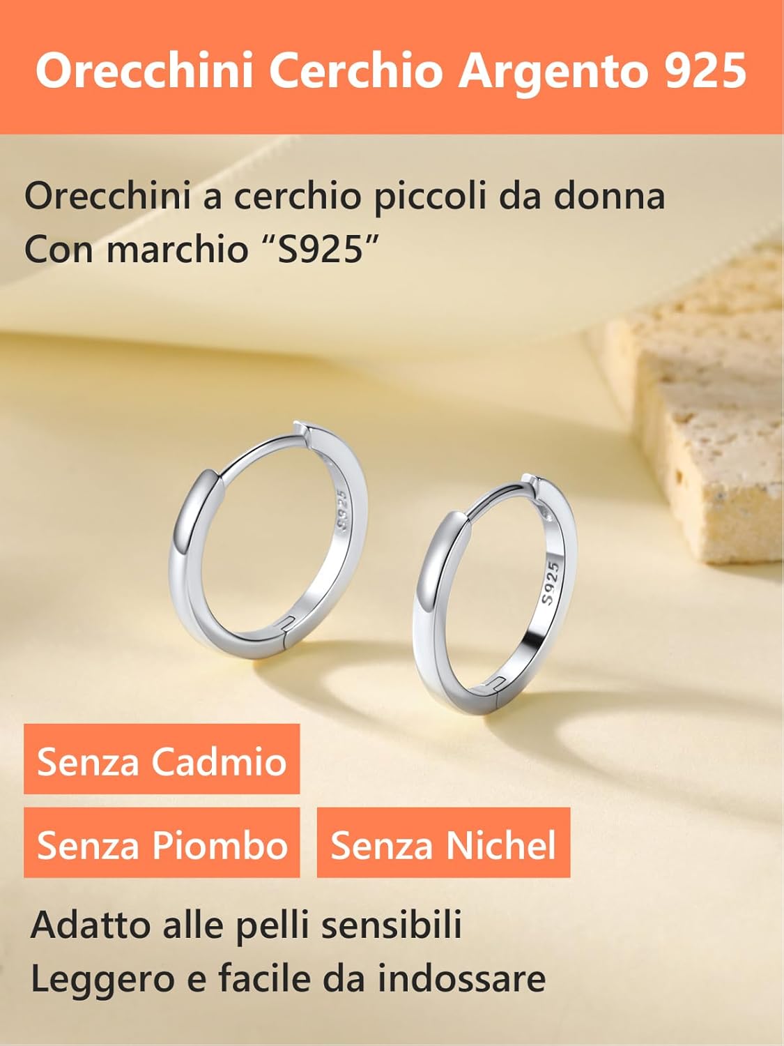 Thumbnail 5 de Silvora Orecchini Cerchio 6–20 mm in Argento 925 – Preziosi cerchi piccoli per Donna e Uomo