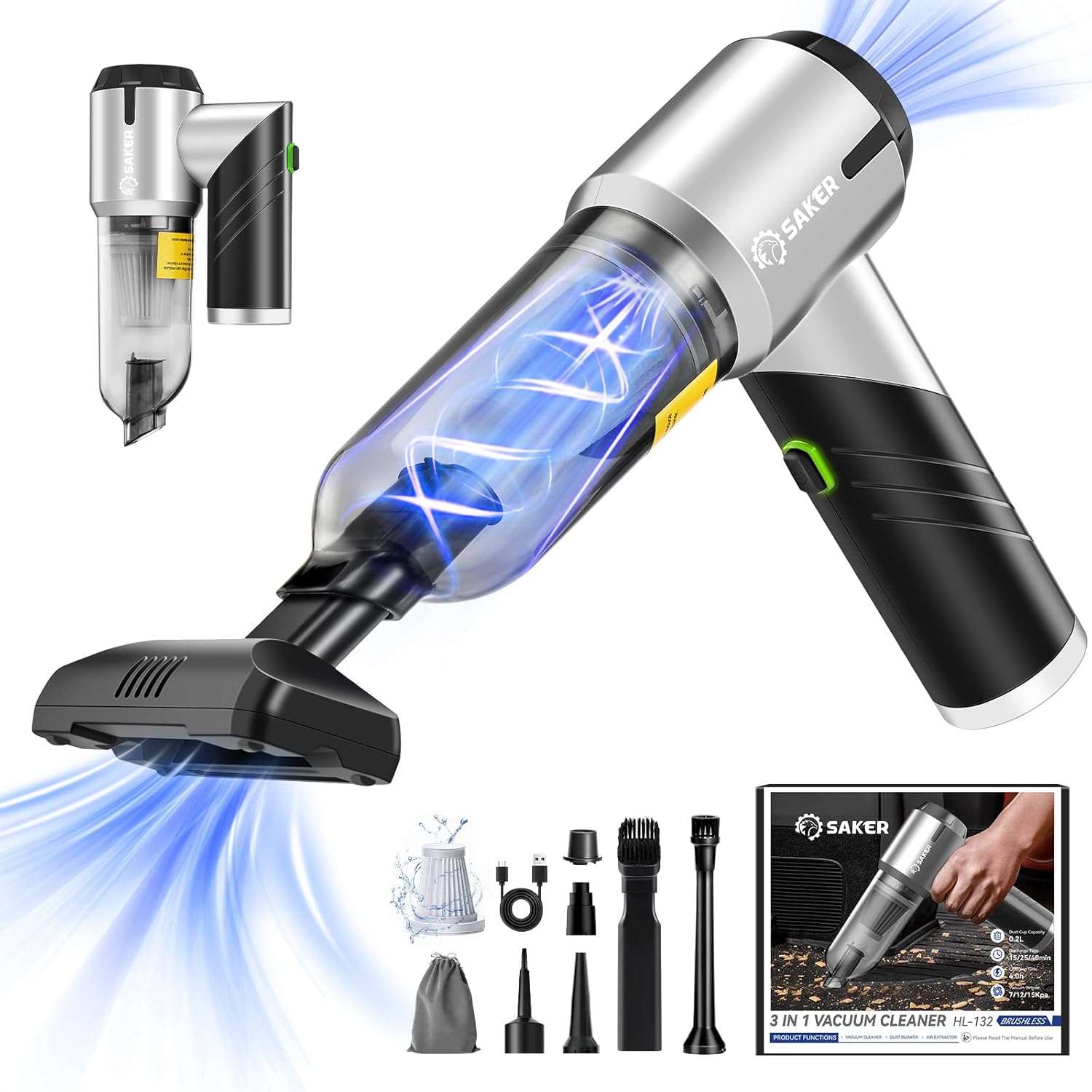 Saker HL132 Handheld Vacuum 17000PA 🧹