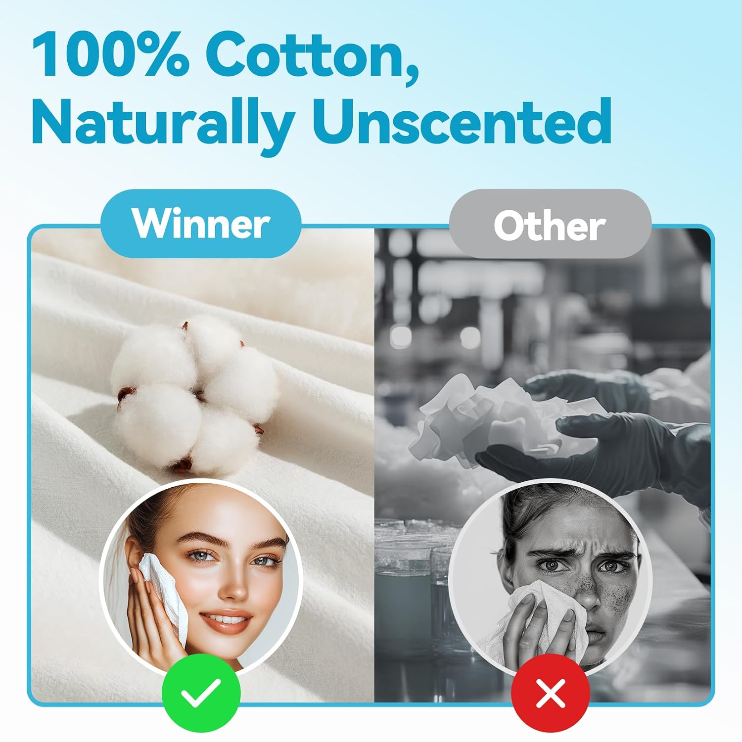 Thumbnail 6 de Winner Soft Face Towels (100% Cotton) — 240 Count Disposable Facial Towelettes, Pack of 3