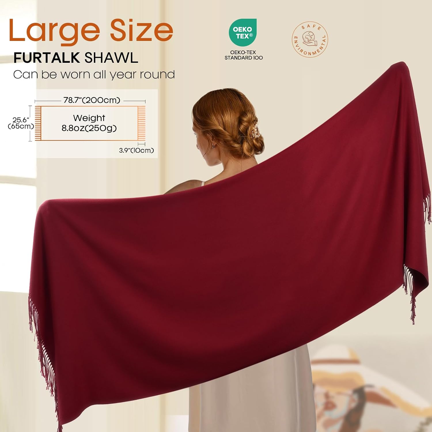 Thumbnail 4 de FURTALK Shawl Wrap, 25.6 × 76.8 Inches